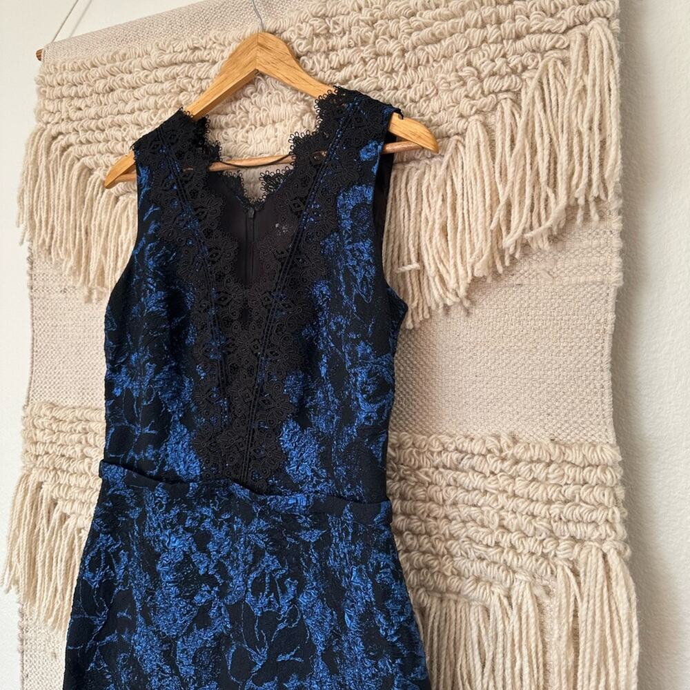 Theia Jacquard Cocktail Midi Dress